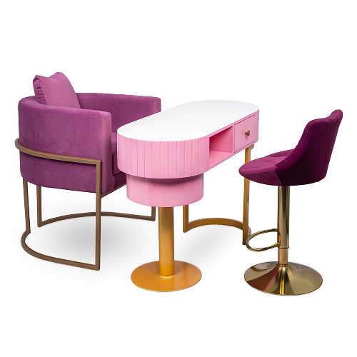 Makeup Vanity Table, Chair And Stool 13-A38i1189